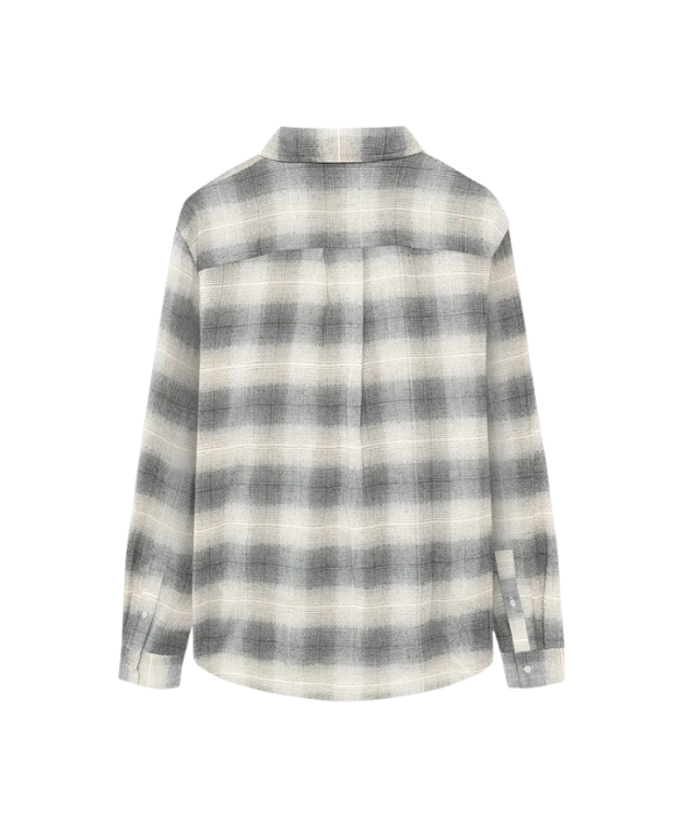 Won Hundred Pete Check Shirt for men in Black Comb., crafted from a lightweight cotton blend with a faded black and white check.