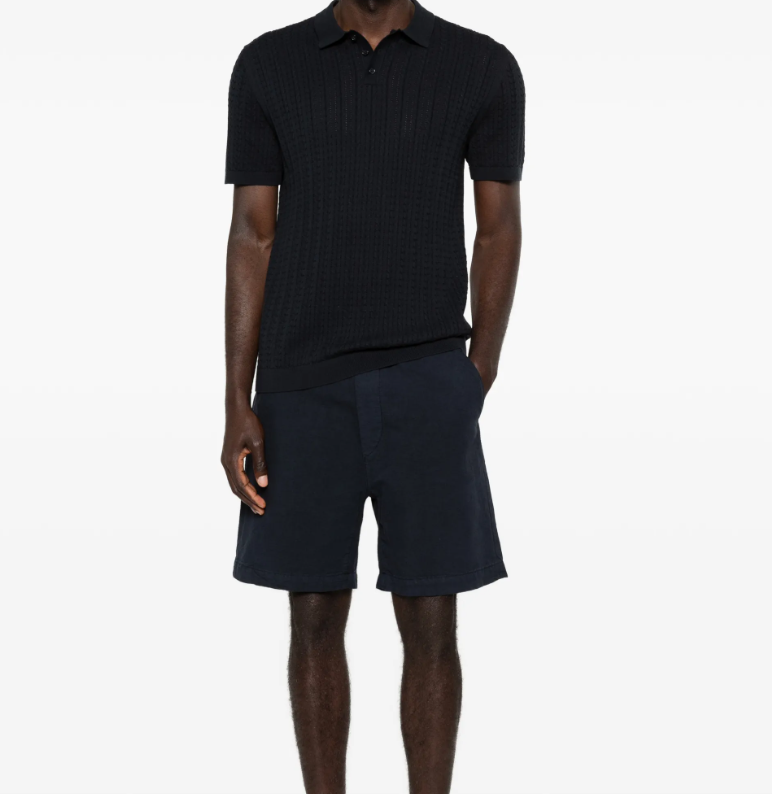 Drykorn SAYO shorts in a rich blue with elastic waistband, linen-cotton blend, and relaxed fit.