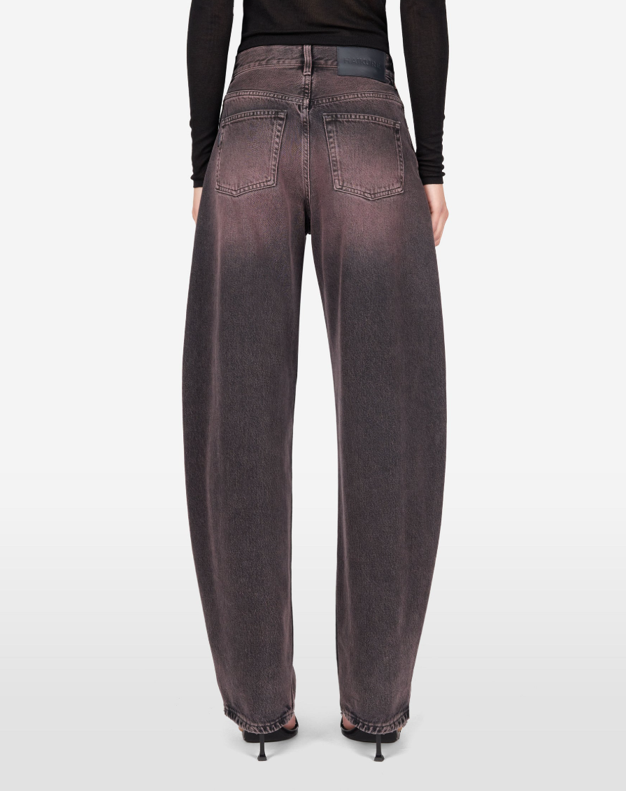 Haikure BIBI Denim Jeans for women in Pink Black with a high waist, loose Banana fit and sculpted silhouette. Made in Italy.