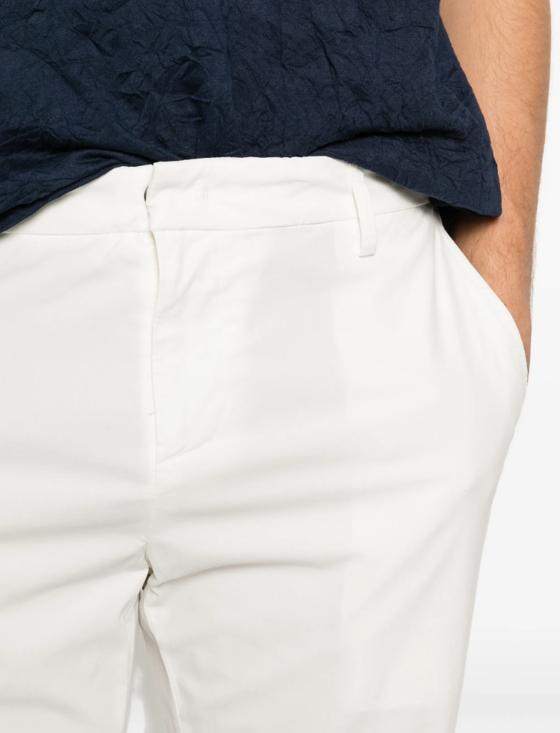 Dondup Gaubert trousers in off-white poplin with relaxed fit, low waist, and chino styling.