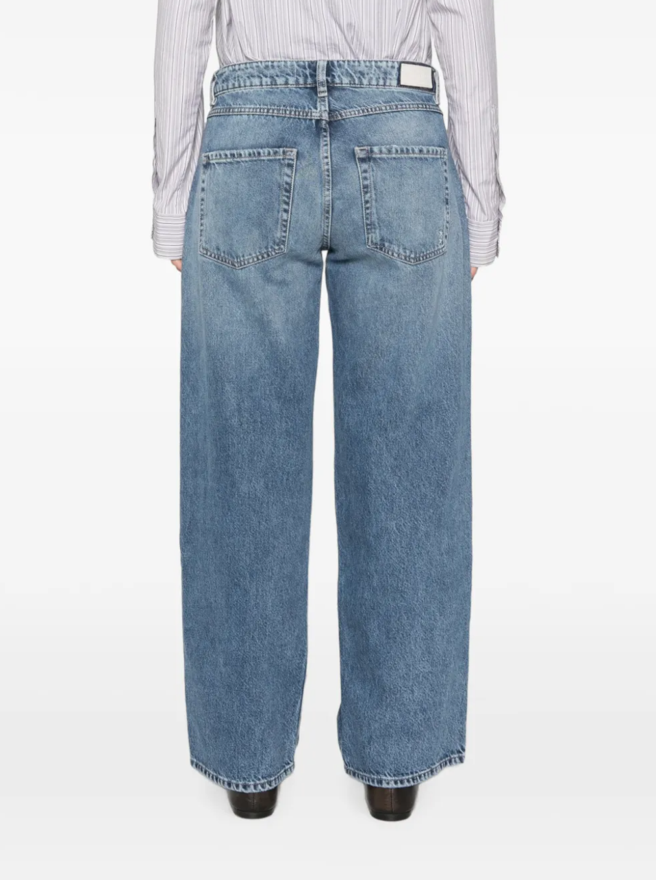 Icon Denim Bea wide-leg jeans in Faded Blue crafted from 100% rigid cotton denim with a low-rise fit.