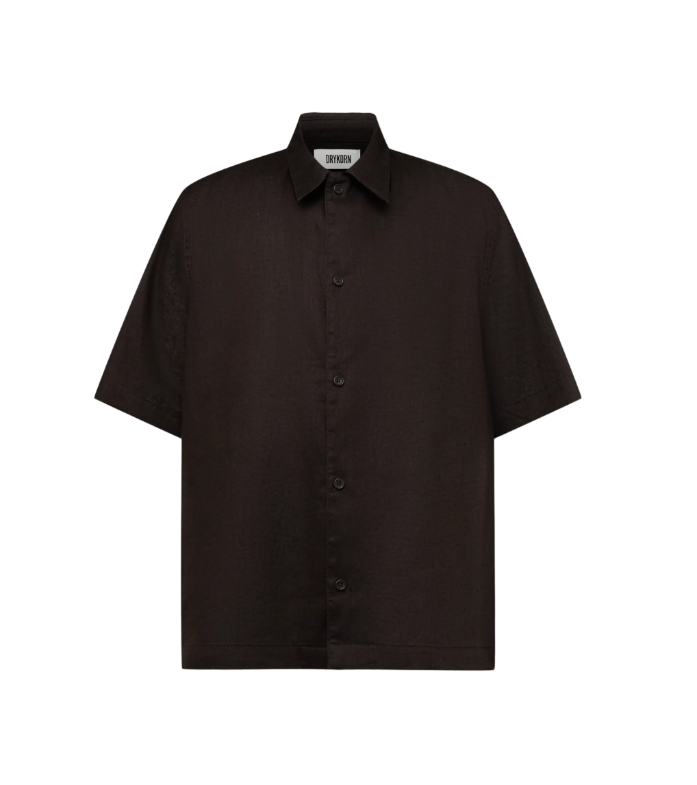 Drykorn MERYN shirt in brown with Kent collar, linen-cotton blend, and regular fit.