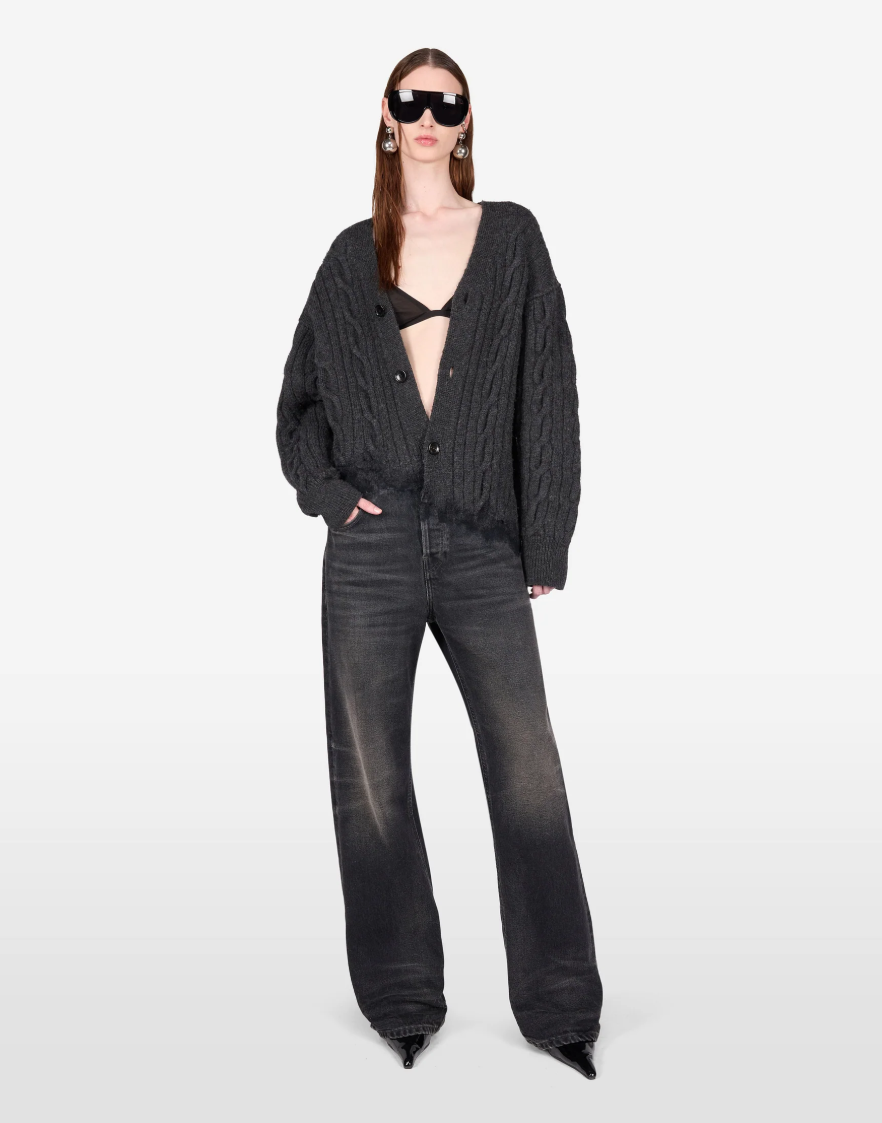 Haikure JANICE Jumpsuit for women in Vintage Black, combining a denim bottom with a knitted cotton-wool top. Made in Italy.