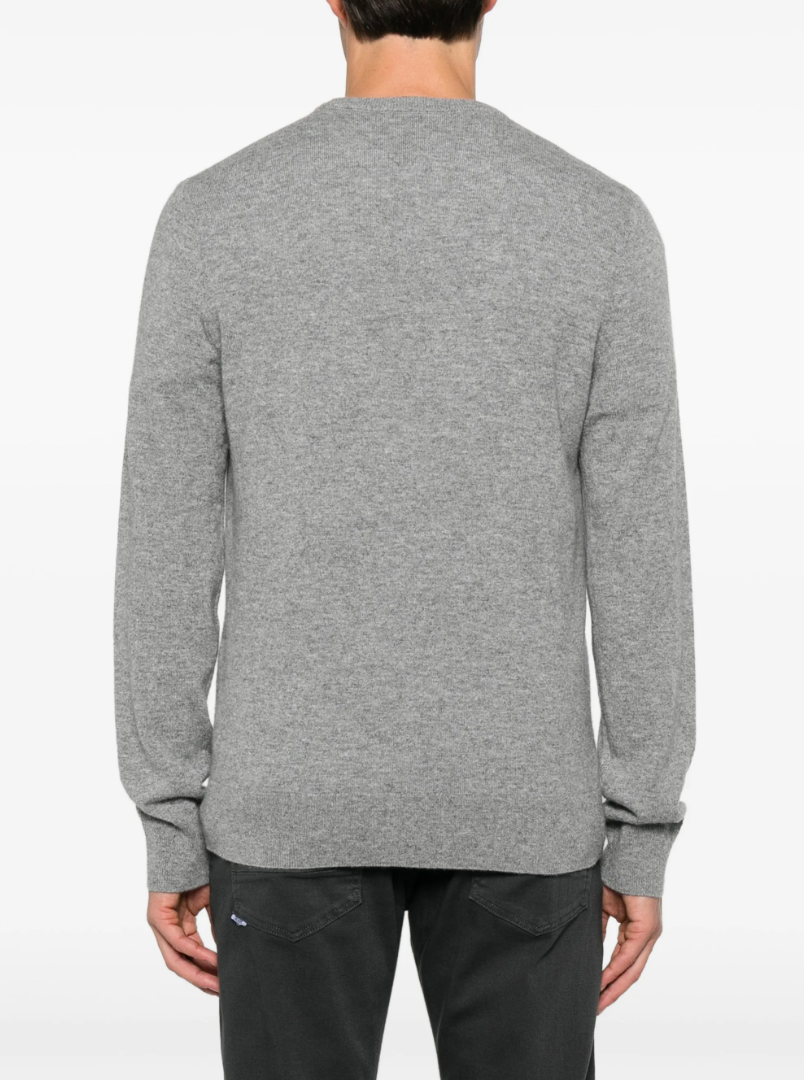 FROM FUTURE men's Crewneck Cashmere Sweater in Gris Chiné Foncé, crafted from 100% pure cashmere with refined ribbed trims.