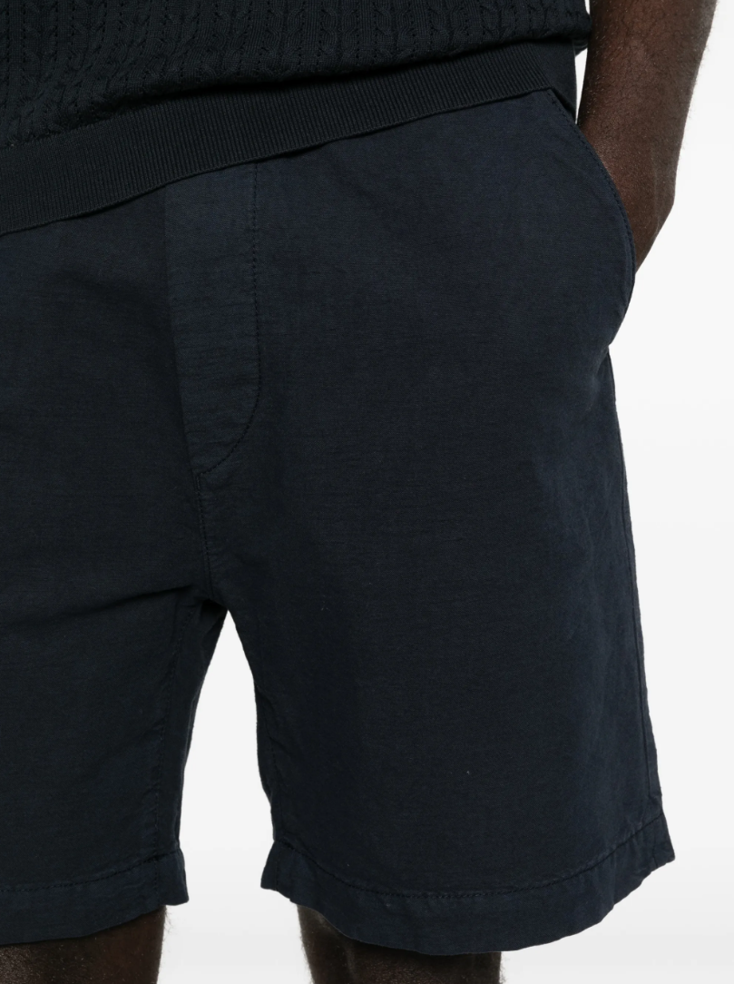 Drykorn SAYO shorts in a rich blue with elastic waistband, linen-cotton blend, and relaxed fit.