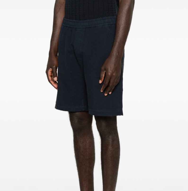Drykorn SAYO shorts in a rich blue with elastic waistband, linen-cotton blend, and relaxed fit.