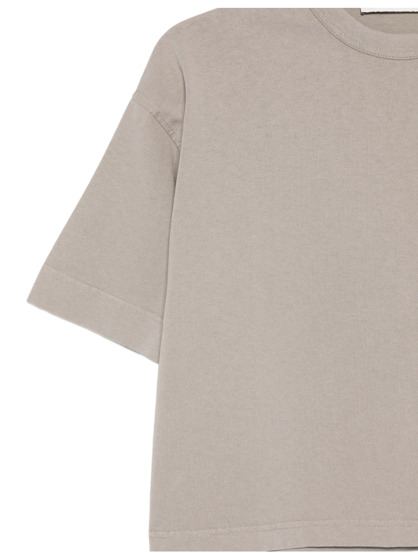 Grey Mojito T-shirt by Tela in cotton with round neck, short sleeves, cropped length, and oversized fit.