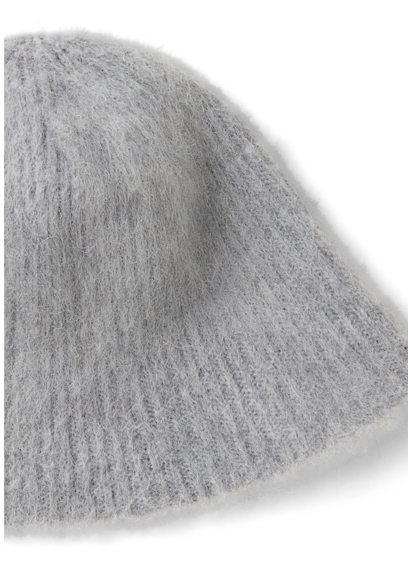 Drykorn KAPSIKA Bucket Hat in Rainy Day Grey with a soft silhouette, wide brim and brushed fine-knit finish.