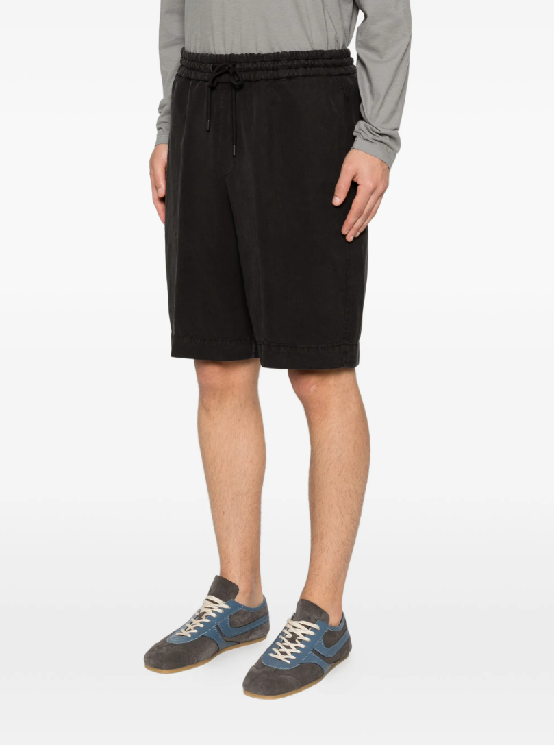 Dondup bermuda shorts in black with drawstring waist, elastic waistband, and clean tailored look.