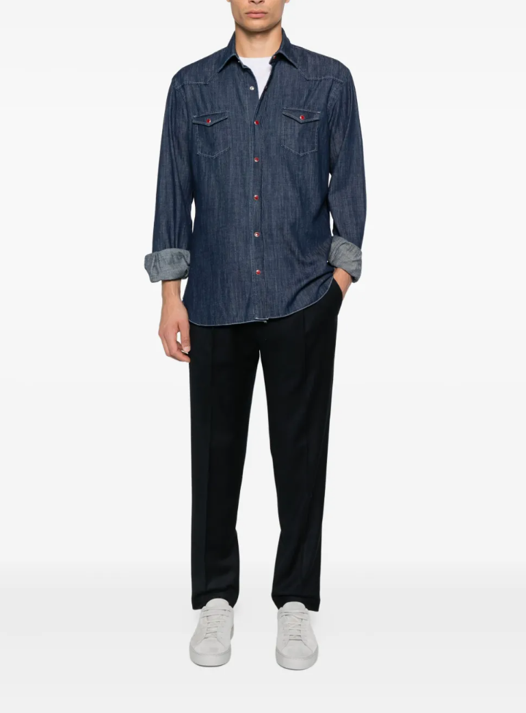 Briglia 1949 Wimbledon Tapered Trousers for men in Black, crafted from virgin wool with pressed creases and a drawstring waistband.
