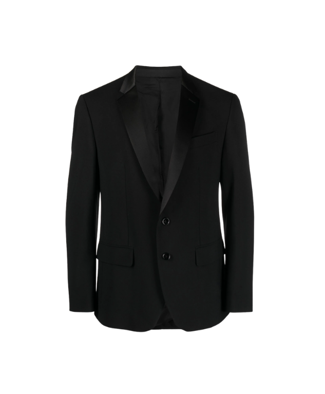 Dondup single-breasted blazer in black with notch lapel, button closure, and tailored silhouette.