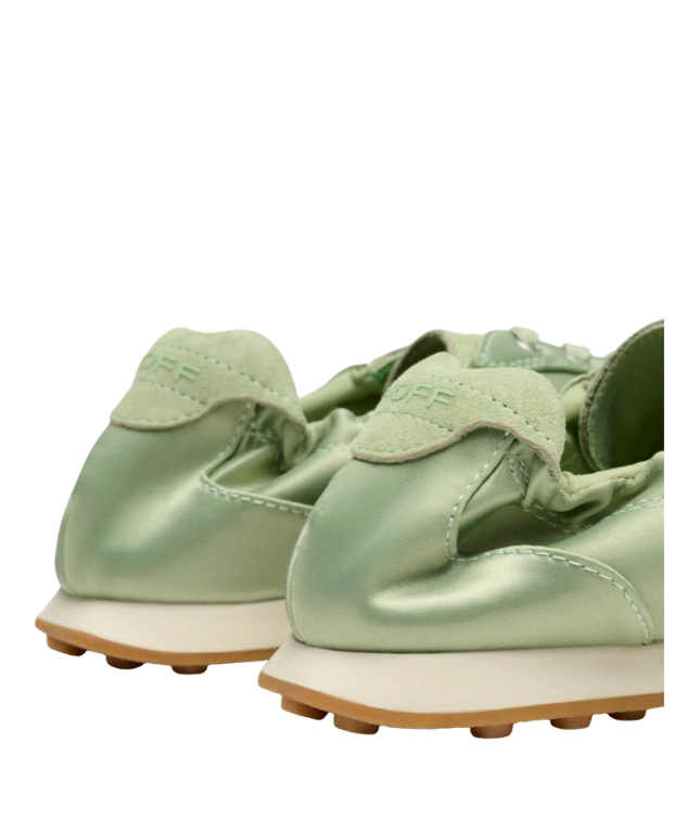 HOFF Bridge Satin Sneakers in mint with satin and leather upper, lace-up closure, and textured sole.