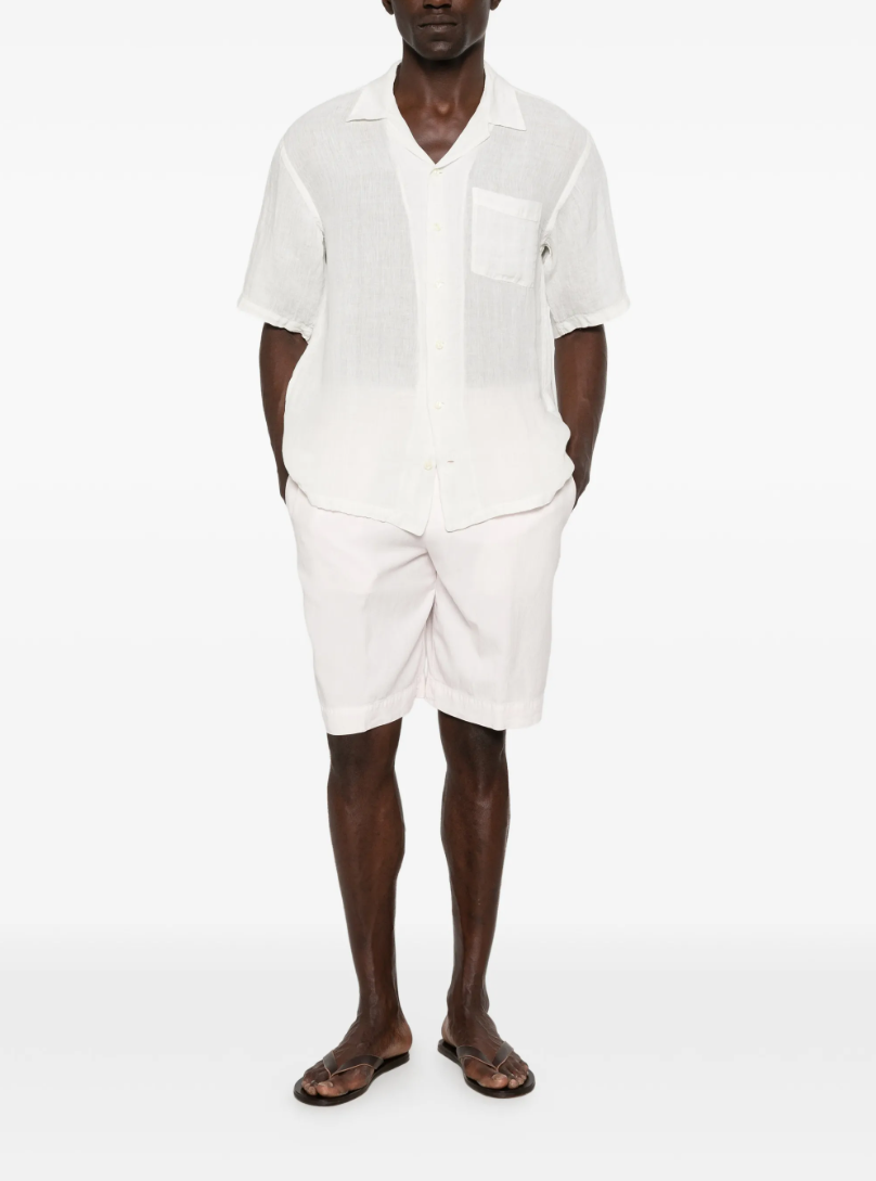 Dondup bermuda shorts in light pink with drawstring waist, elastic waistband, and tailored look.