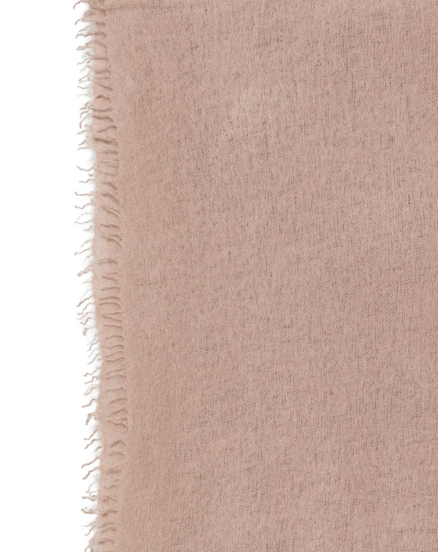 WARM-ME Small NOMAD Scarf in Chocolate Malt, crafted from 100% pure cashmere with a lightweight, semi-sheer fine knit and fringed edges.