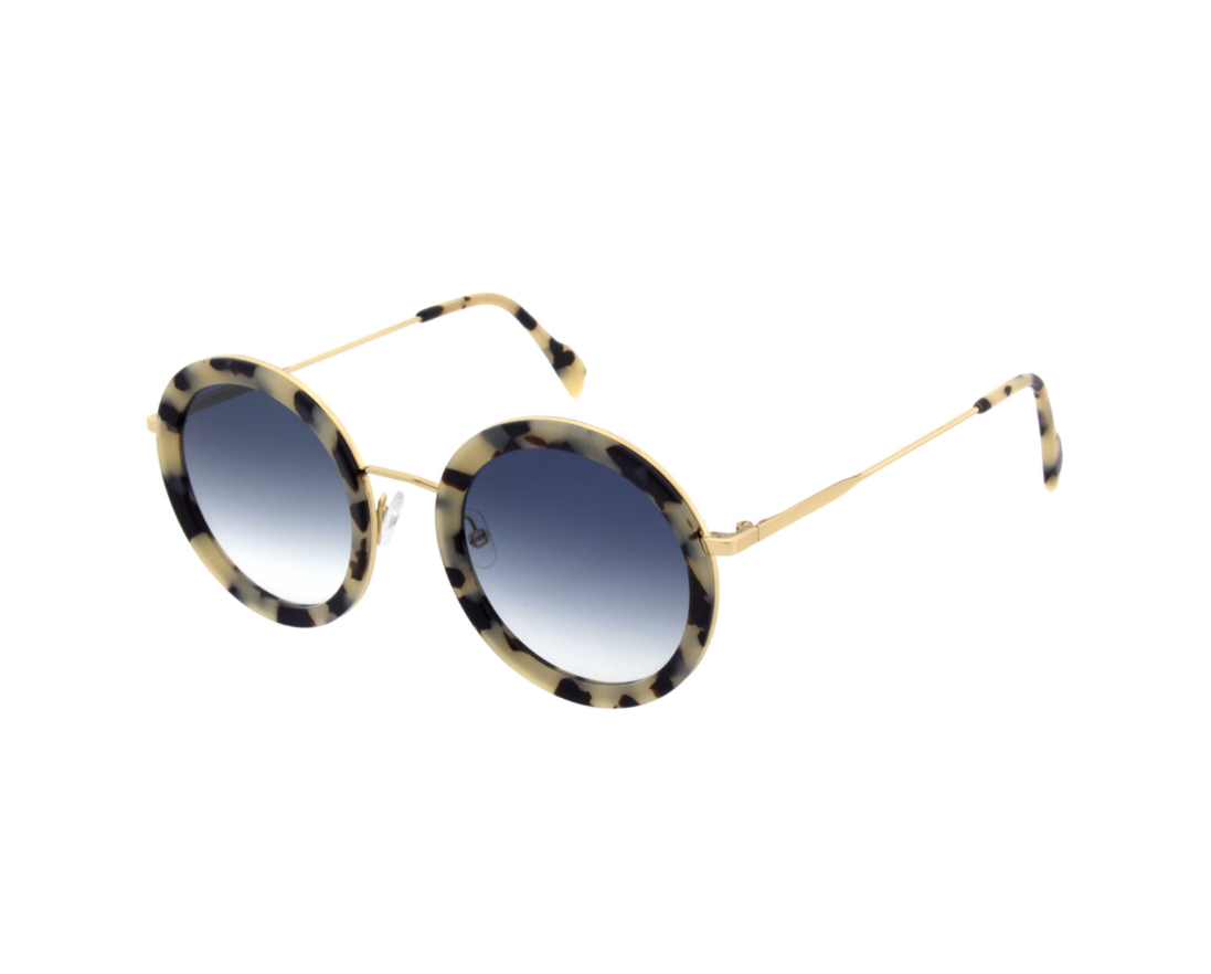 Andy Wolf LISS sunglasses in brown tortoiseshell with gold metal and round frame.