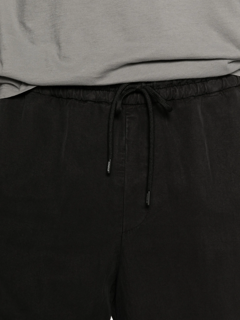 Dondup bermuda shorts in black with drawstring waist, elastic waistband, and clean tailored look.