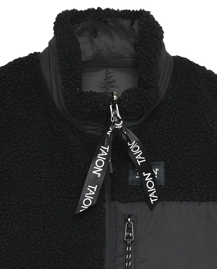 Black TAION Unisex Mountain W-Zip Boa Vest with dual-layer boa fleece and ripstop fabric.