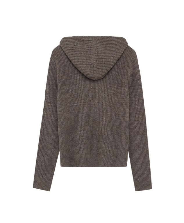 Won Hundred GLASGOW Knit Hood for men in Major Brown, crafted from lambswool and recycled nylon with a textured striped stitch.