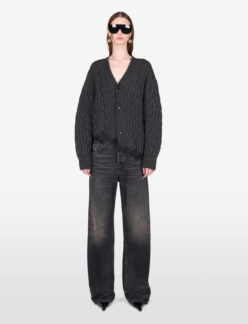 Haikure JANICE Jumpsuit for women in Vintage Black, combining a denim bottom with a knitted cotton-wool top. Made in Italy.