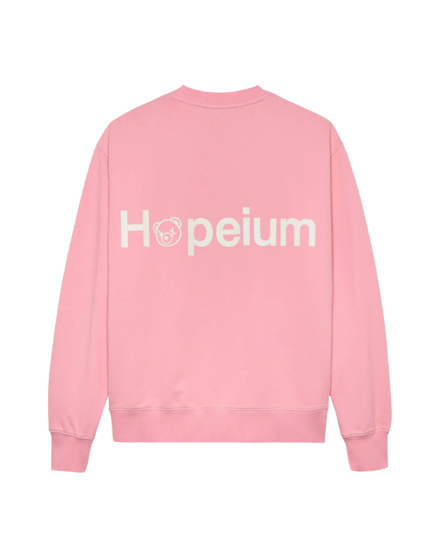 HOPEIUM LOGO crewneck sweatshirt in pink with oversized fit and large back logo.