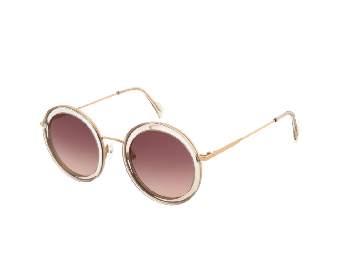 Andy Wolf LISS sunglasses in crystal with rose gold metal and round shape.