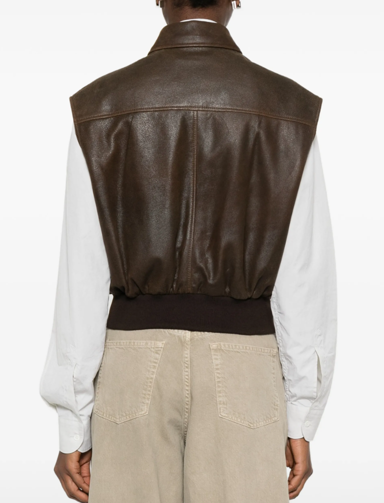 Haikure Women Leather Gilet Brown