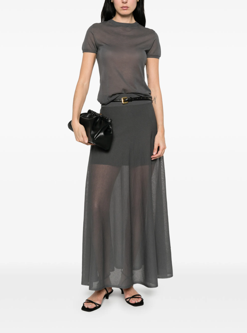 Drykorn MOGLINI_2 knit T-shirt in iron grey with slim fit, crew neck, and matte cotton blend.