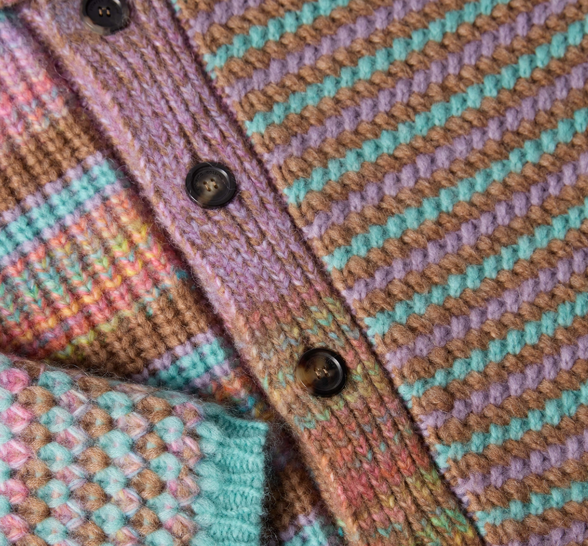 Roberto Collina Men’s Mixed Stitch Oversized Cardigan Multicolor