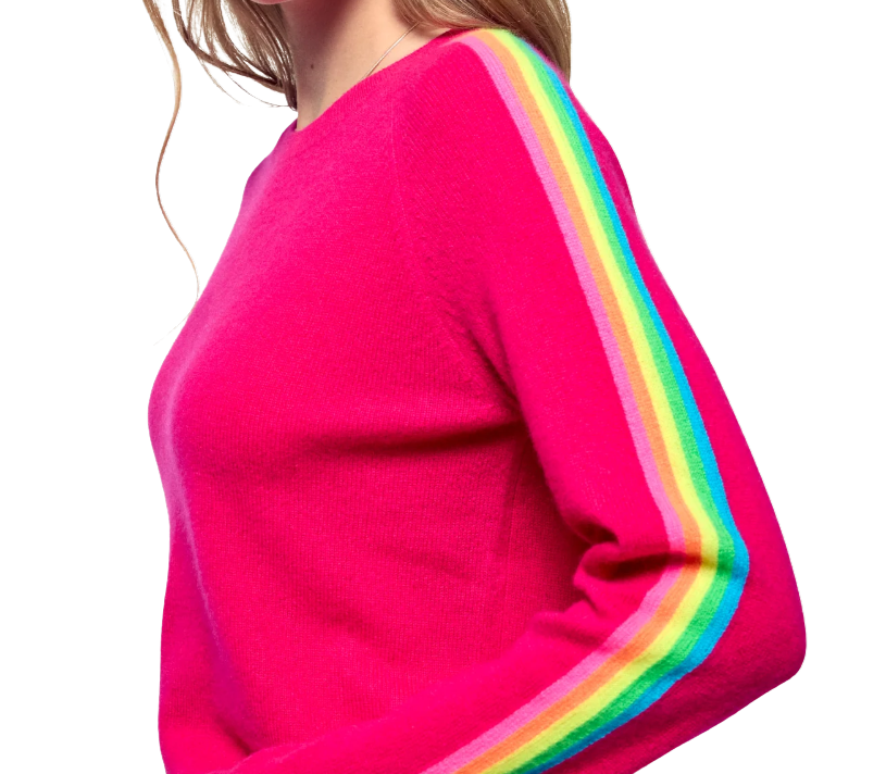 Multicolor stripe sleeve cashmere sweater by From Future, crafted from soft 2-ply knit with regular fit and certified sustainable quality.