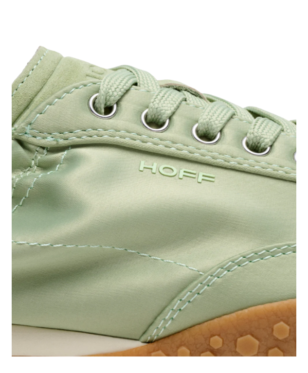 HOFF Bridge Satin Sneakers in mint with satin and leather upper, lace-up closure, and textured sole.