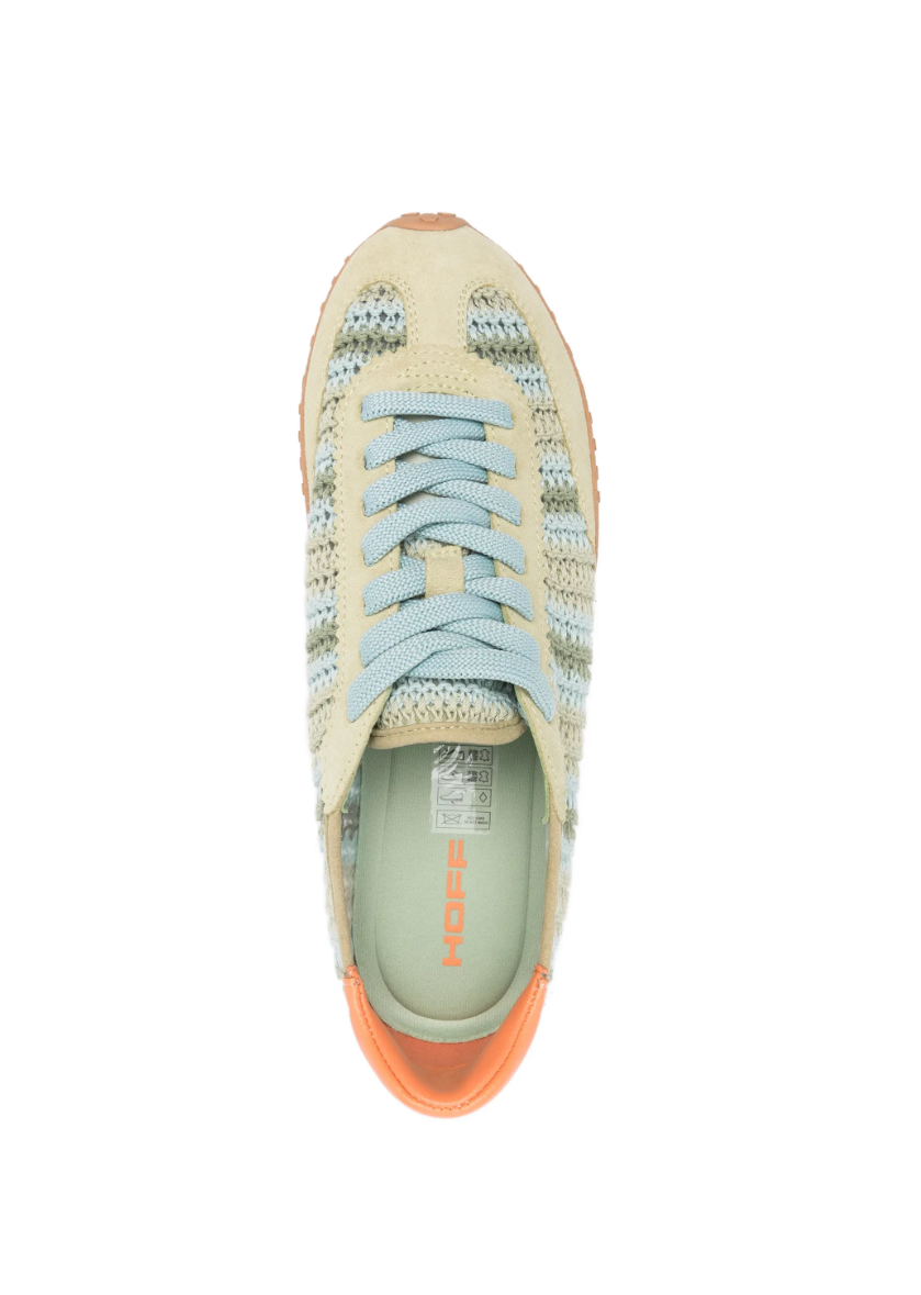 Mint HOFF Bridge Woven Sneakers for women with woven upper, lace-up design, rounded toe, structured sole, and contrasting heel cap.