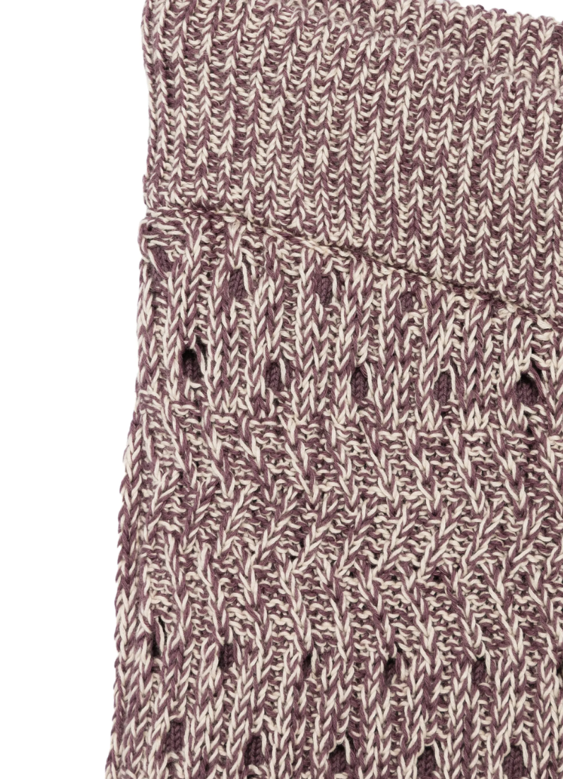 Roberto Collina open-knit shorts in plum lilac with drawstring waist and textured knit design.