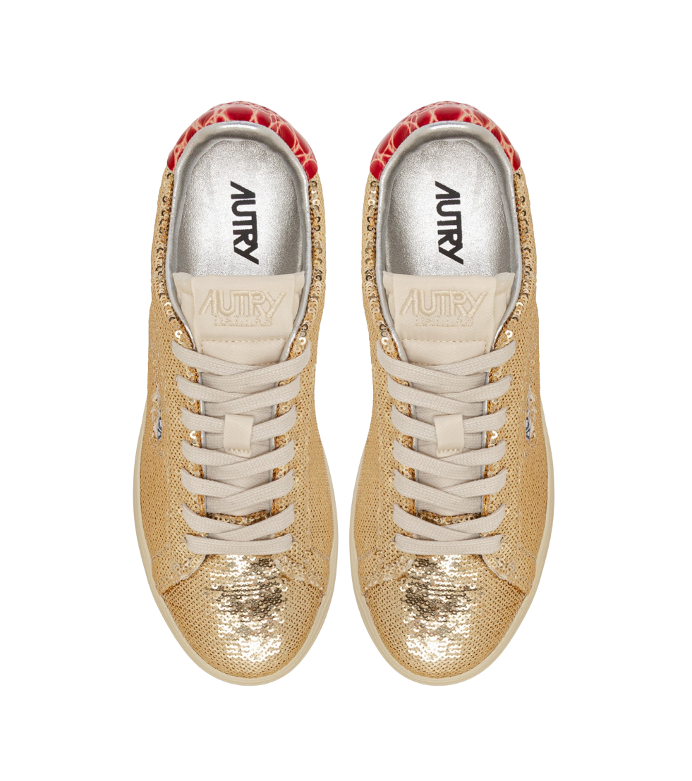 Autry Women’s Dallas Low Sparkling Sneakers Platinum, Bloom Collection  ADLW TI03