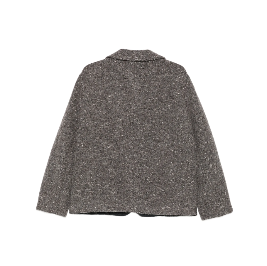 TELA SOLARE Coat in Grigio, featuring a textured finish, single-breasted button closure, notched lapels and front flap pockets.