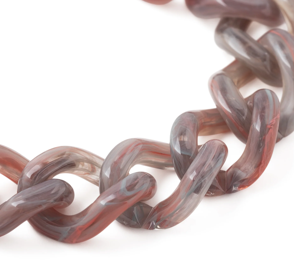 Vanessa Baroni Mini Flat Chain Bracelet in Ikat Marble with a sculptural silhouette and lightweight design. Made in Italy.