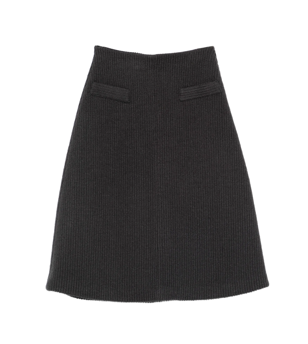 TELA Knitted Midi Skirt in Dark Grey