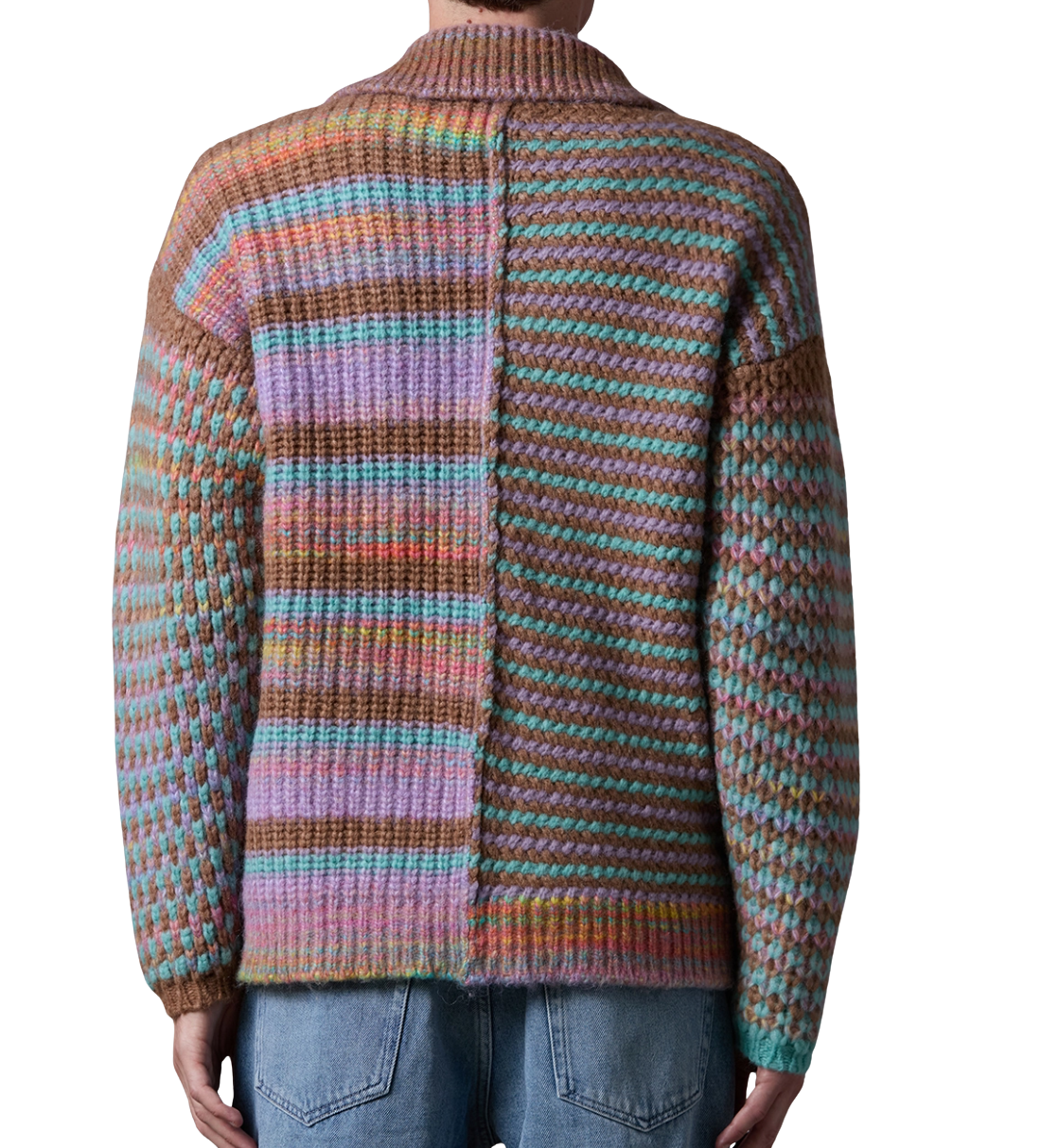 Roberto Collina Men’s Mixed Stitch Oversized Cardigan Multicolor