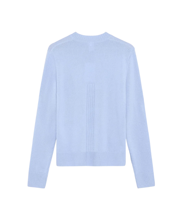 Won Hundred Rune Cashmere Knit Sweater for men in Brunnera Blue, crafted from a soft wool and cashmere blend with refined ribbed detailing.