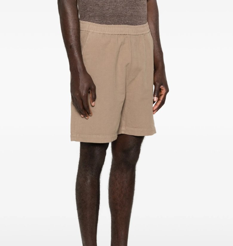 Drykorn SAYO shorts in beige with elastic waistband, linen-cotton blend, and relaxed fit.