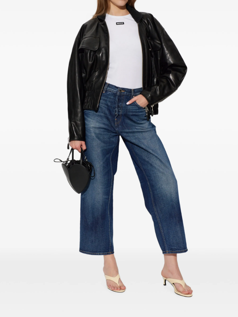 HAIKURE BETTY Jeans in Navy Blue featuring whiskering details, silver-tone hardware and classic five-pocket styling. Made in Italy.