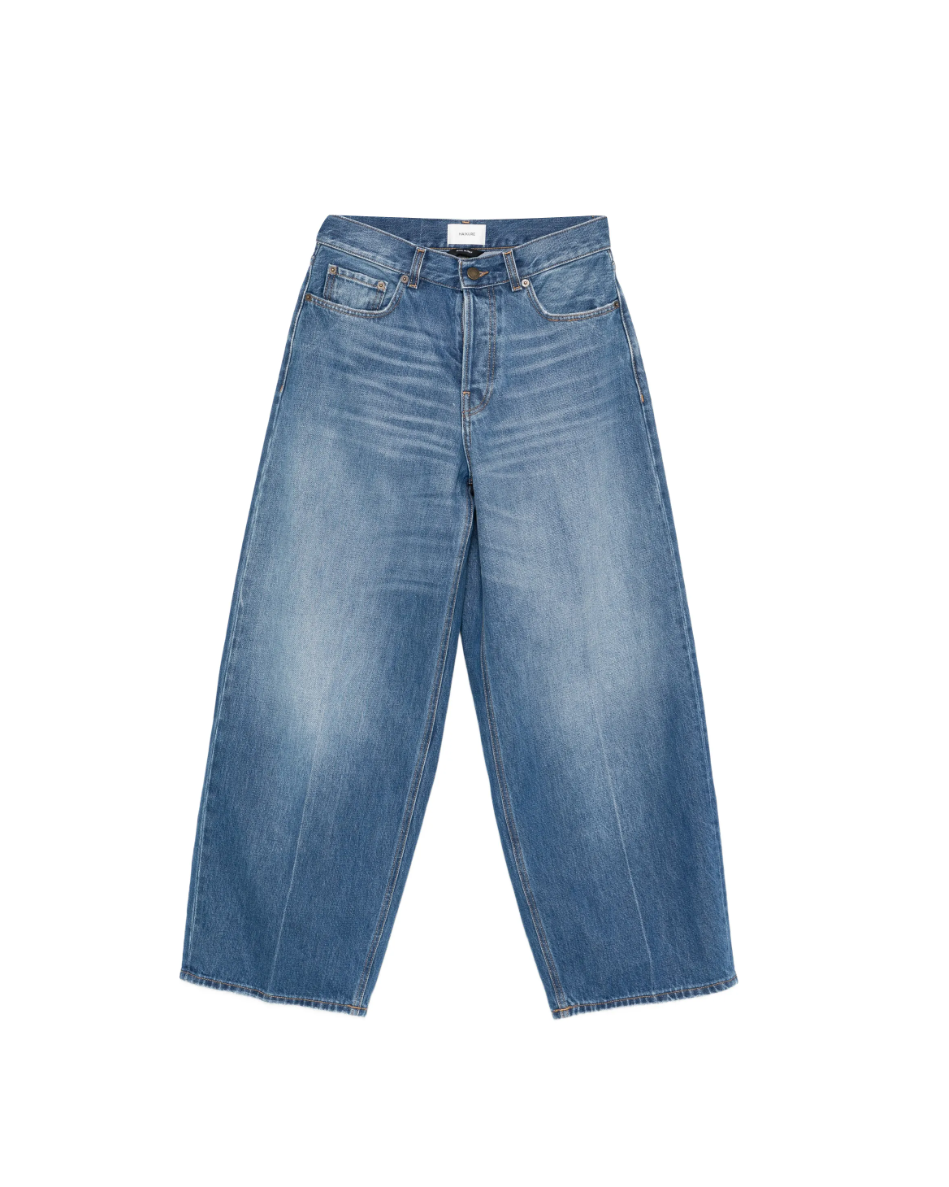 Haikure Bethany jeans in blue with wide leg, button fastening, and five-pocket design.