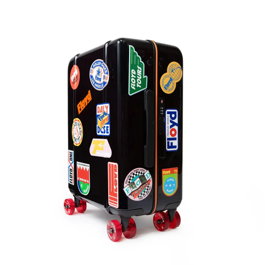 FLOYD sticker set with 14 retro travel stickers for suitcase, laptop, or everyday use.
