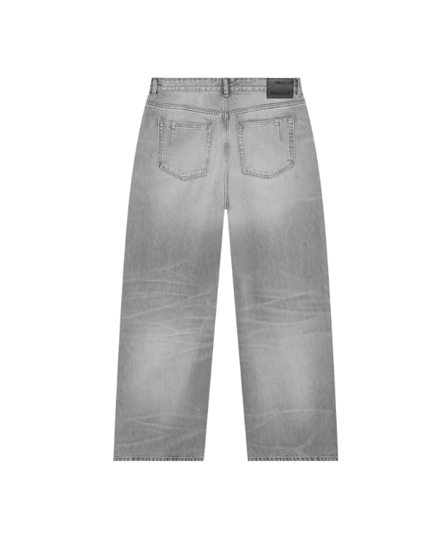 Won Hundred LYON Jeans for men in Bright Black, crafted from organic cotton denim with an oversized fit, wide straight legs and a washed finish.