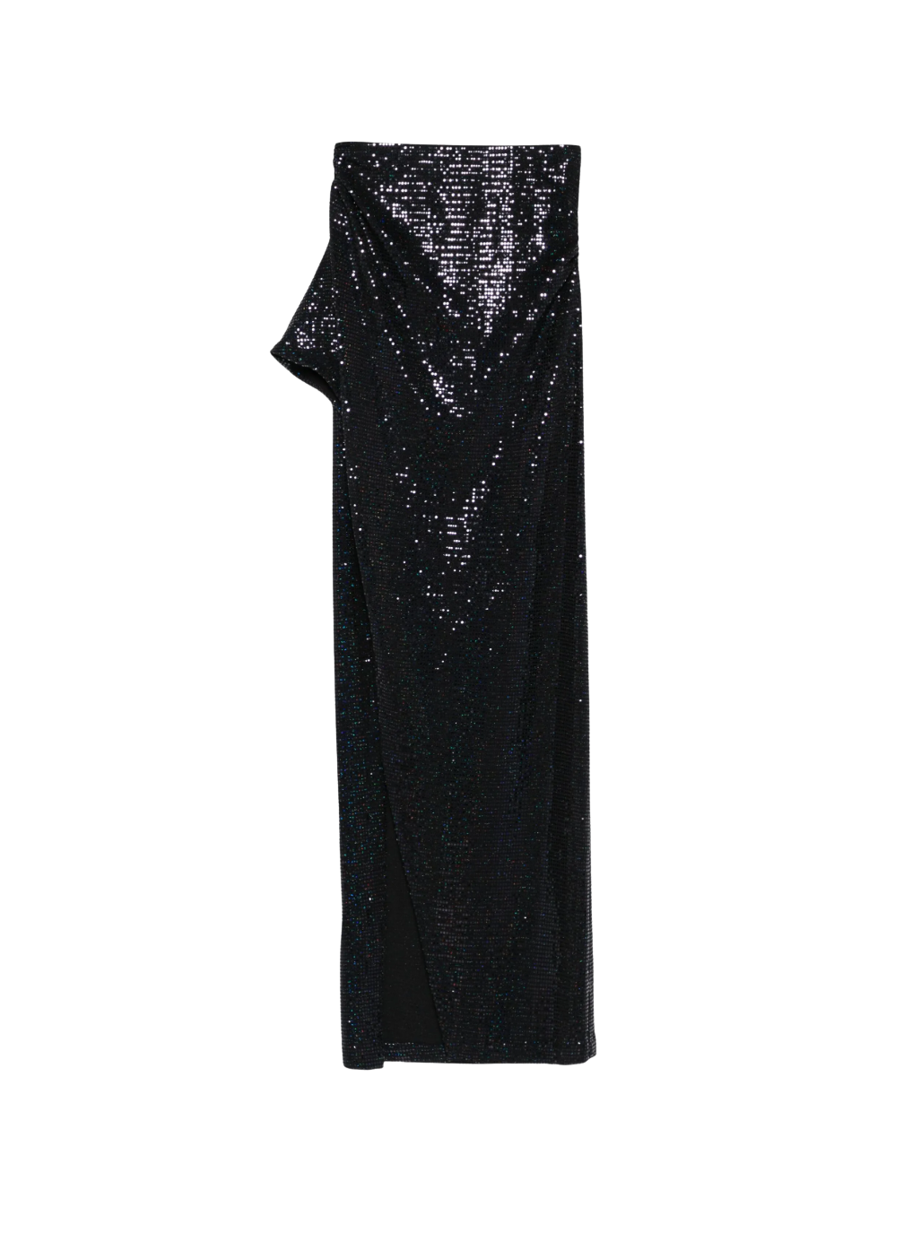 IRO Paris Cubagua black asymmetric sequin skirt with ruched waist and side slit