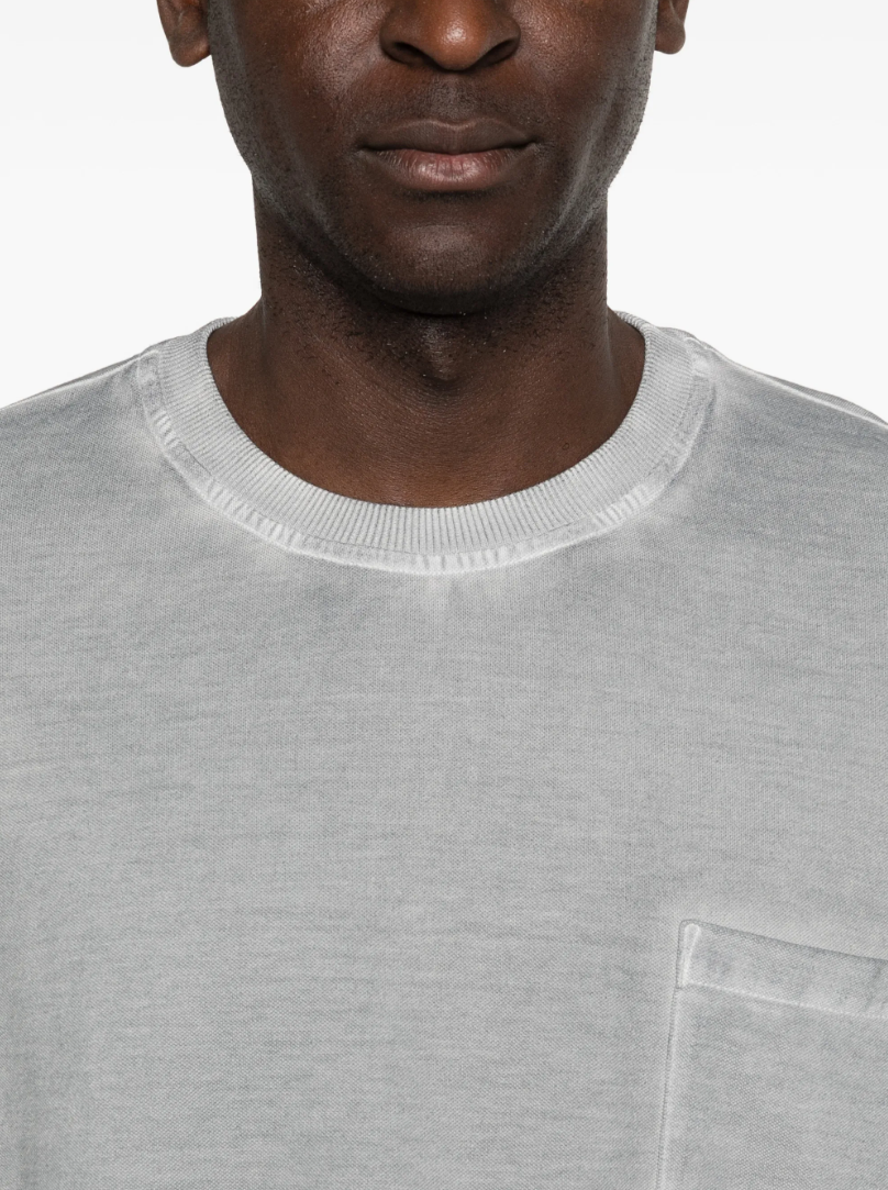 Roberto Collina grey T-shirt in cotton with crew neck, chest pocket, and short sleeves.