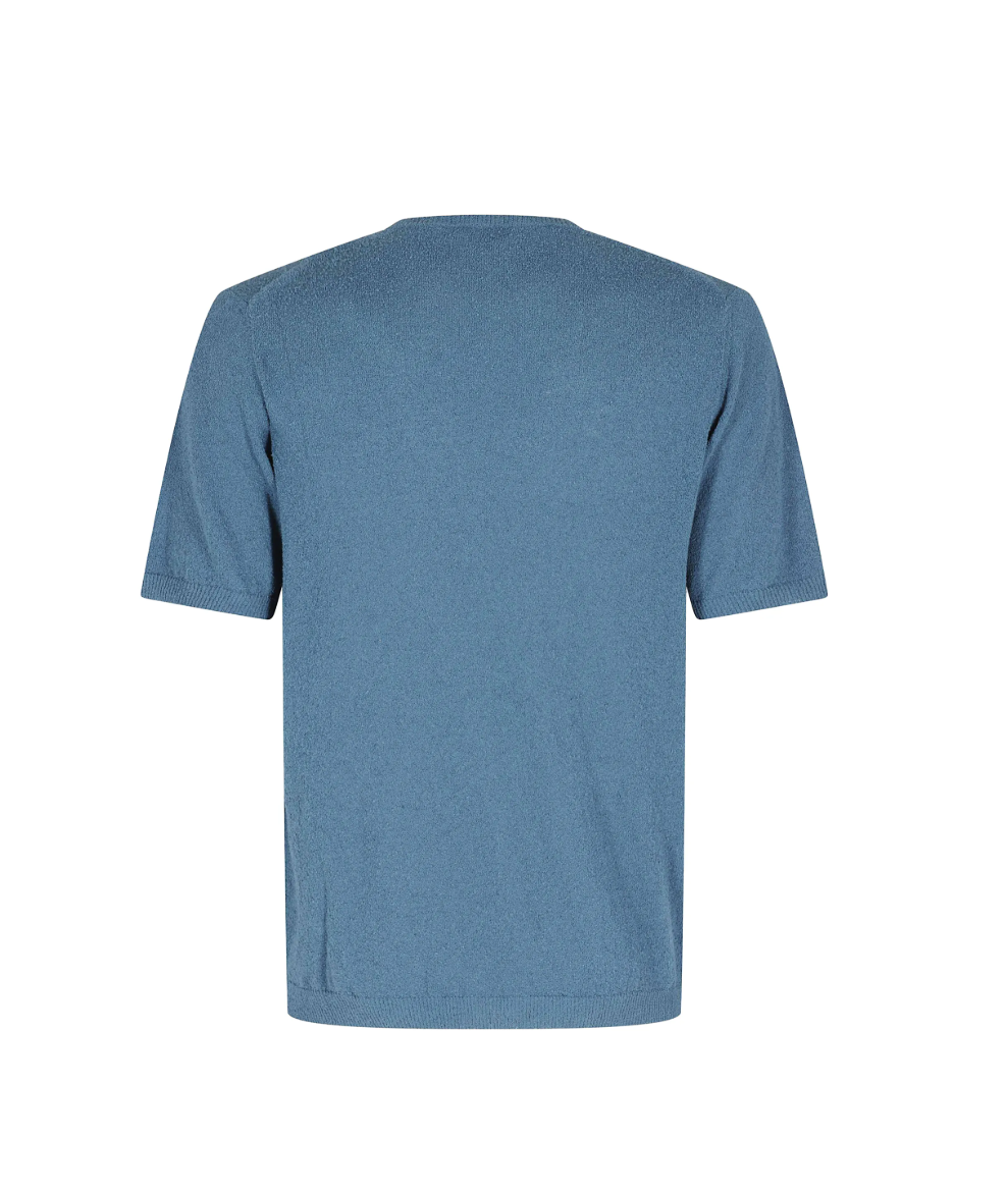 Roberto Collina blue T-shirt with crew neck, short sleeves, and ribbed trims.