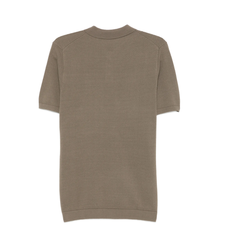 Drykorn TRITON polo shirt in mid brown with button placket, regular fit, and soft cotton fabric.