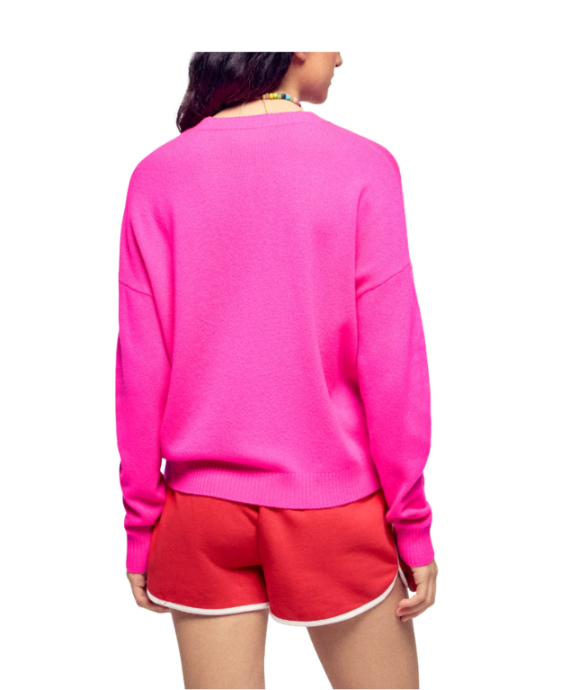 From Future strawberry intarsia cashmere sweater in flash pink with slogan and regular fit.