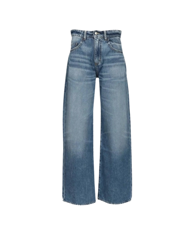 Icon Denim Bea wide-leg jeans in Faded Blue crafted from 100% rigid cotton denim with a low-rise fit.