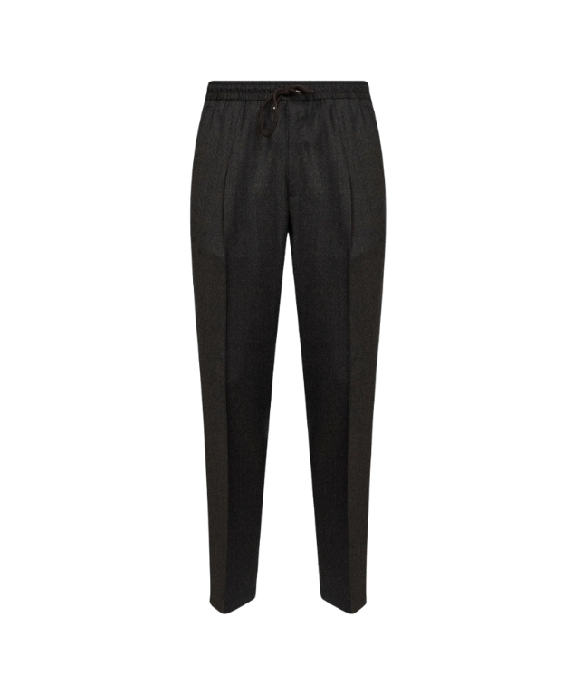 Briglia 1949 Wimbledon Tapered Trousers for men in Grey, crafted from wool with pressed creases and an elastic drawstring waistband.